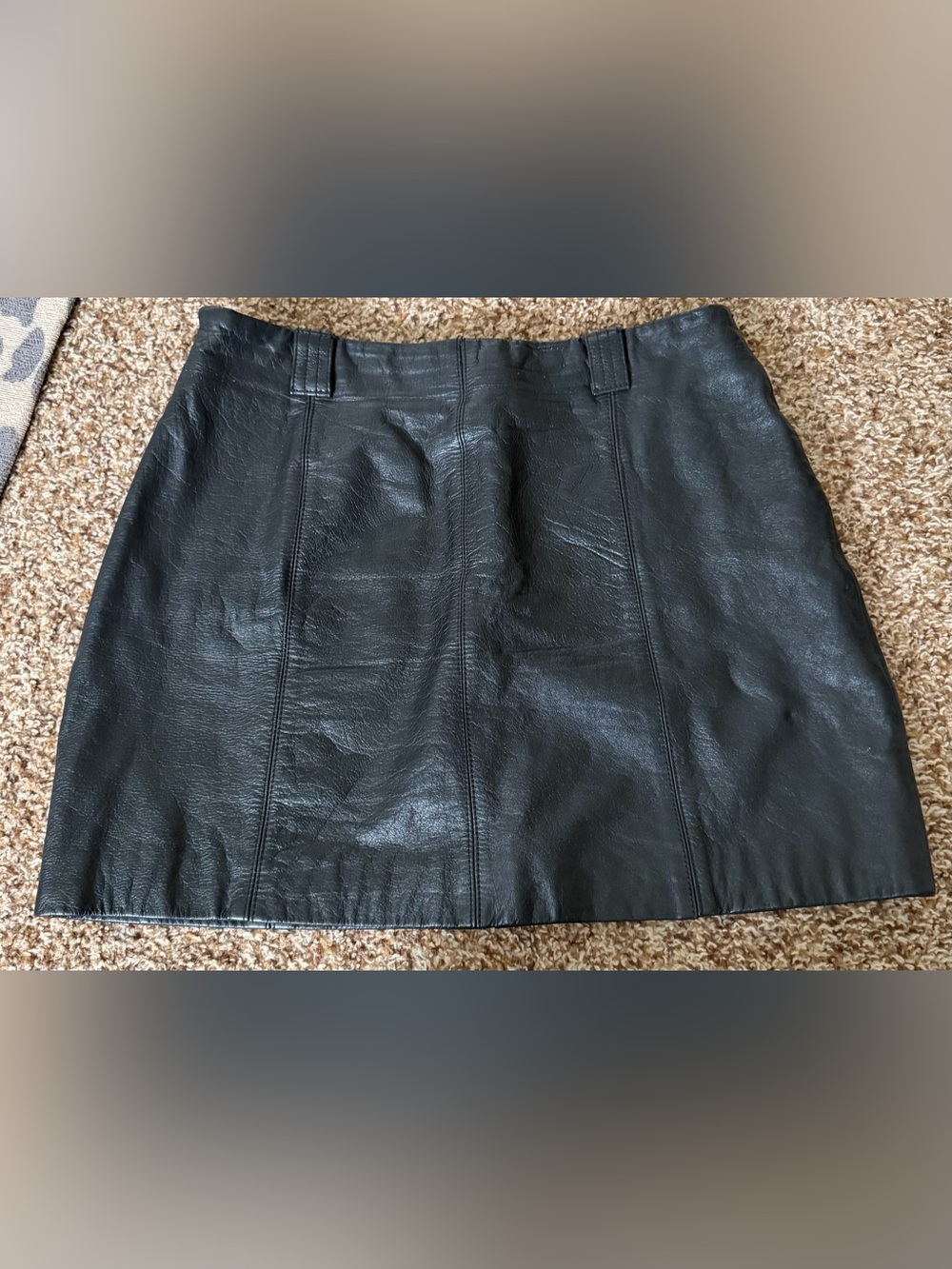 Maxima Wilson’s Leather Black Leather Mini Skirt With Belt Loops Size 8